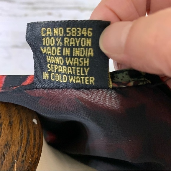 CROCUS Black Red Floral Chiffon Shift Dress Asymmetrical Lagen Look Free Size - Picture 9 of 12